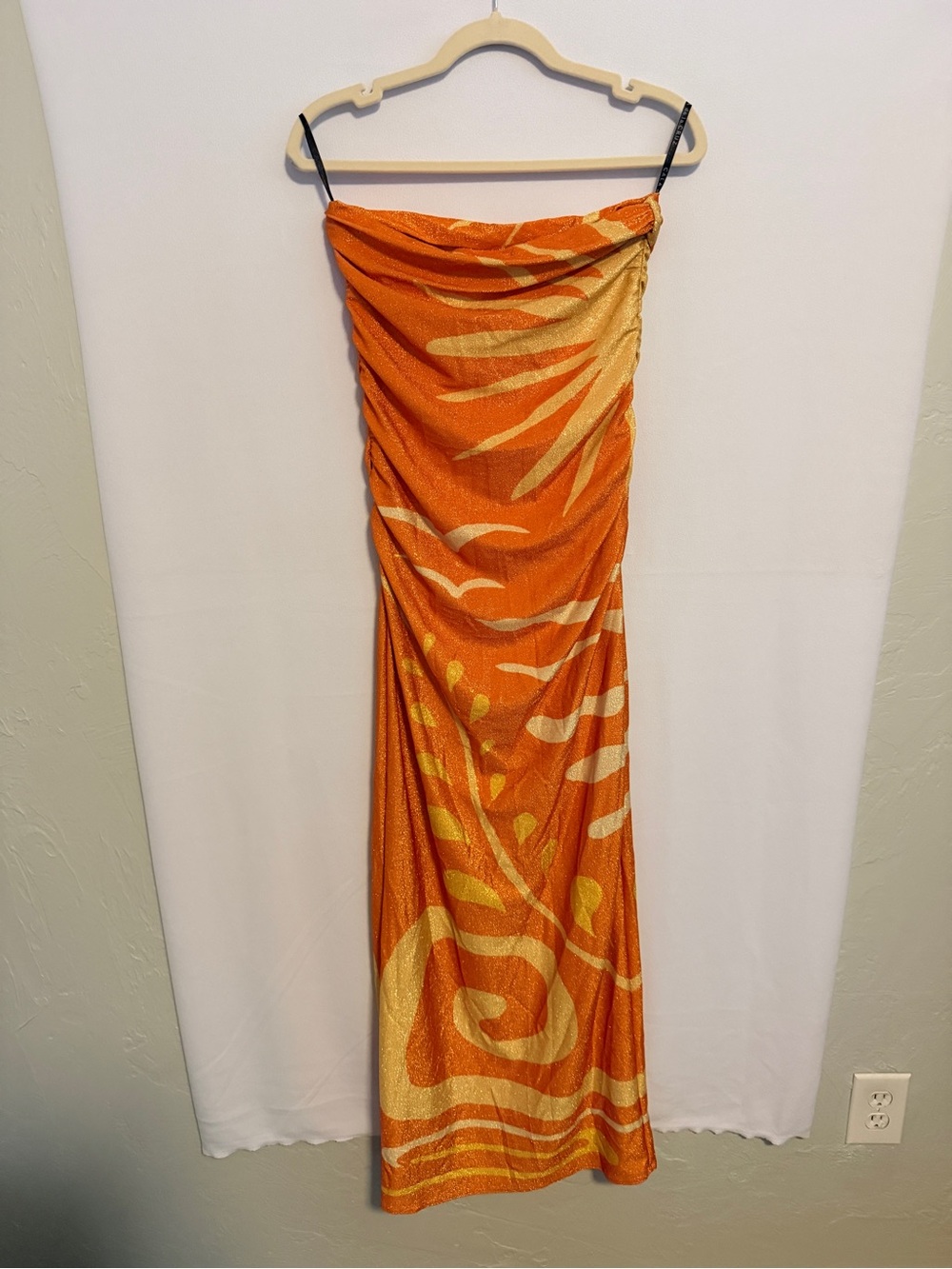 NEW Cala de la Cruz Daphne Maxi Dress Malibun Aranja Orange Strapless Sundress - Picture 7 of 9
